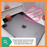 256gb M2 chip apple ipad pro 11" 5g cellular grey optional bundle promo set