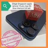 256gb Singapore apple iphone 15 pro max 5G blue titanium full set