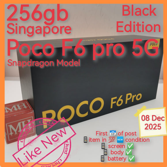 256gb Singapore Poco F6 pro 5g snapdragon black full set