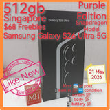 512gb $68 freebies Singapore Samsung Galaxy S26 Ultra 5G snapdragon elite purple warranty full set