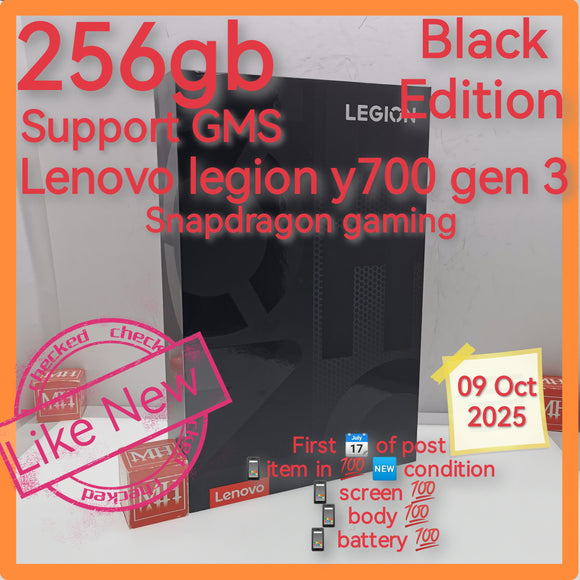 256gb Lenovo legion y700 gen 3 black snapdragon gaming wifi full set
