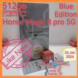 512gb screen+2 years warranty Singapore honor magic 8 pro 5G snapdragon blue warranty full set