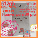 512gb Nov 2025 gift set Singapore Huawei pura 80 pro white support google gms via Gbox n Microg warranty full set