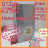 512gb Feb 2026 Singapore honor magic 8 pro 5G snapdragon elite 5 black warranty full set