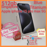 512gb Singapore apple iphone 15 pro max 5G blue titanium full set