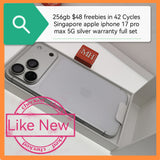 256gb $48 freebies 42 Cycles Singapore apple iphone 17 pro max 5G silver warranty full set