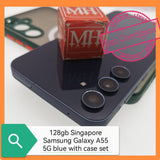 128gb Singapore Samsung Galaxy A55 5G blue with case set