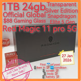 1tb 24gb free $88 ultra thin gaming uv tempered glass official global red magic 11 pro 5G snapdragon elite 5 Gen transparent silver full set