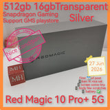 512gb 16gb red magic 10 Pro+ 5G snapdragon gaming transparent silver gms playstore full set