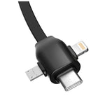 Rock USB Cable - G3 Charge & Sync Cable 3 in 1 Retractable Lightning + Micro + Type-C 100cm RCB0792