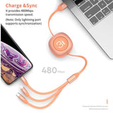 Rock USB Cable - G3 3 in 1 Stretchable Charge & Sync Cable